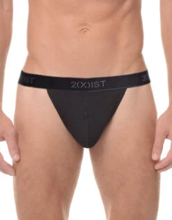 2xist Men's 3-Pack Essential Core Y-Back Thongs 020302 -Underline Fashion Store 020302 BLACK