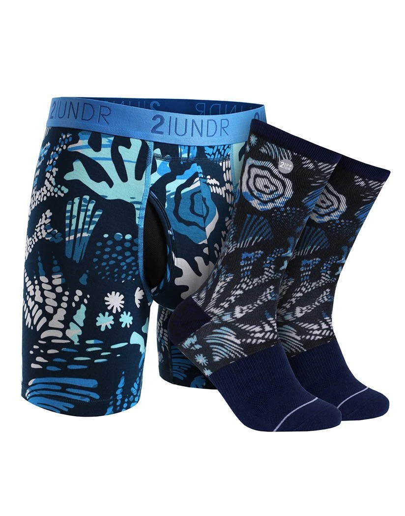 2UNDR Swing Shift Boxer Brief Sock Pack Coral Reefer 2U01BS 1 2UNDR Swing Shift Boxer Brief Sock Pack Coral Reefer 2U01BS