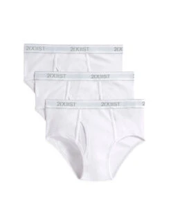 2xist Men's 3-Pack Essential Core Fly-Front Brief 020039 -Underline Fashion Store 2xist 020039 White 101NL FLAT