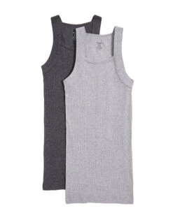 2xist Men's 2-Pack Essential Range Square Cut Tank Tops 020227 -Underline Fashion Store 2xist 020227 Charcoal Heather Grey Heather 03217 FLAT 4f92e583 49b6 4e74 b082 dc27cc397026
