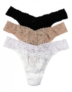 Hanky Panky 3-Pack Stretch Lace Original Rise Thong 48113PK