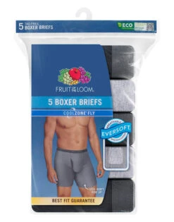Fruit Of The Loom 5-Pack Coolzone Black/Grey Boxer Brief 5BL76TG -Underline Fashion Store 5BL76TG 3x3 Transparent BG 1
