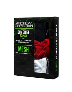 Andrew Christian Boy Brief Mesh 3-Pack W/ Almost Naked 92365 -Underline Fashion Store 92365Box06 Feb