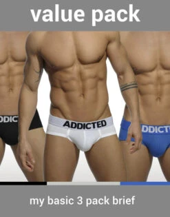 Addicted Men's My Basic 3-Pack Brief AD420P -Underline Fashion Store AD420P