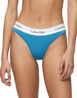 Calvin Klein Modern Cotton Thong Tapestry Teal F3786 -Underline Fashion Store CKW F3786 TapestyTeal B 3