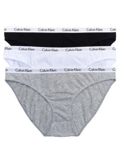 Calvin Klein Women 3-Pack Carousel Bikini QD3588 5 Calvin Klein Women 3-Pack Carousel Bikini QD3588 -Underline Fashion Store CKW QD3588 BlackWhiteGrey FLAT