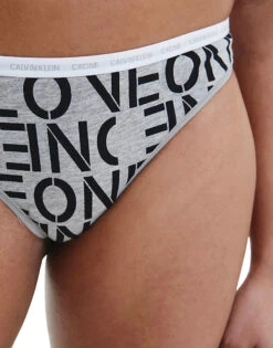 Calvin Klein CK One Cotton Thong 2-Pack QD3788 -Underline Fashion Store CKW QD3788 WhiteStencilGreyHeather B 2