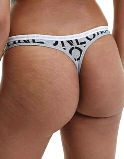 Calvin Klein CK One Cotton Thong 2-Pack QD3788 -Underline Fashion Store CKW QD3788 WhiteStencilGreyHeather B 3