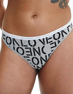 Calvin Klein CK One Cotton Thong 2-Pack QD3788 -Underline Fashion Store CKW QD3788 WhiteStencilGreyHeather B 4