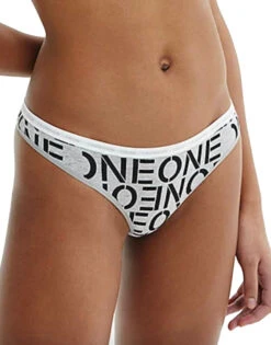 Calvin Klein CK One Cotton Thong 2-Pack QD3788 -Underline Fashion Store CKW QD3788 WhiteStencilGreyHeather B 8