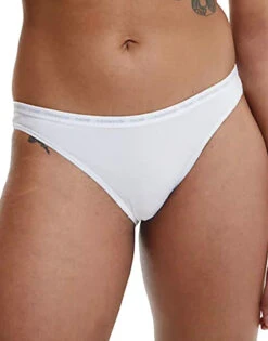 Calvin Klein CK One Cotton Thong 2-Pack QD3788 -Underline Fashion Store CKW QD3788 WhiteStencilGreyHeather B 9