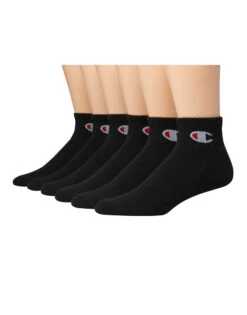 Champion Womens Ankle Socks C Logo, 6-Pack CH682 -Underline Fashion Store Champion CH682 black