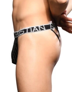 Andrew Christian Glam Plush Stripe Y-Back Thong W/ Almost Naked 92321
