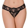 Exposed Lace Crotchless Sheer Panty 3 Pack Black G3PK108