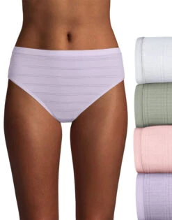 Hanes Ultimate Comfort Flex Fit Hi-Cut Brief 4-Pack 43CFF4 -Underline Fashion Store Hanes Women 43CFF4 WhiteSilver Shadow B