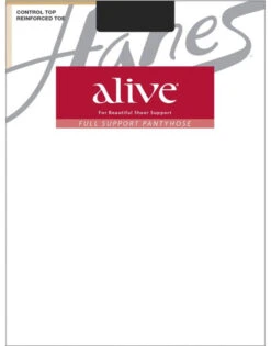 Hanes Women Alive Full Support Control Top Pantyhose 810 -Underline Fashion Store HanesWomen 810 Jet FLAT