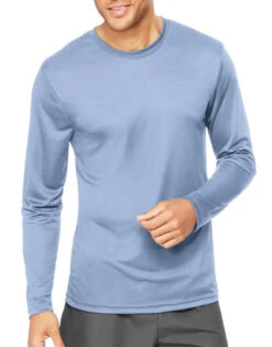 Hanes Men Cool Dri Performance Long-Sleeve T-Shirt 482L -Underline Fashion Store Hanes 482L Light Blue T