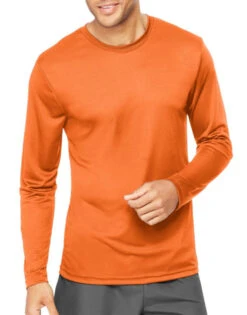 Hanes Men Cool Dri Performance Long-Sleeve T-Shirt 482L -Underline Fashion Store Hanes 482L Safety Orange T