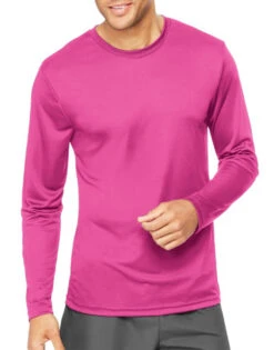 Hanes Men Cool Dri Performance Long-Sleeve T-Shirt 482L -Underline Fashion Store Hanes 482L Wow Pink T