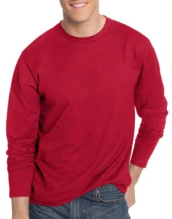 Hanes Men TAGLESS® Nano-T® Men's Long-Sleeve Tee 498L -Underline Fashion Store Hanes 498L Deep Red T