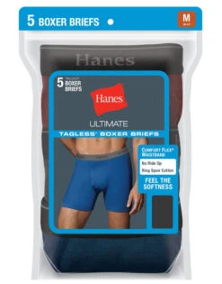 Hanes Men TAGLESS Ultimate Fashion Boxer Briefs With Comfort Flex Waistband 5-Pack 76925F