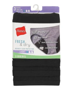 Hanes Comfort Period.™ Bikini Period Underwear Light Leaks LL42BL -Underline Fashion Store Hanes LL42BL Black B 4
