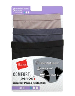Hanes Comfort Period.™ Boy Shorts Period Underwear Light Leaks LL49AS -Underline Fashion Store Hanes LL49AS Assorted B 5