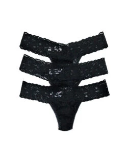 Hanky Panky 3 Pack Signature Lace Low Rise Thong 49113PK -Underline Fashion Store Hanky Panky 491133PK Black FLAT