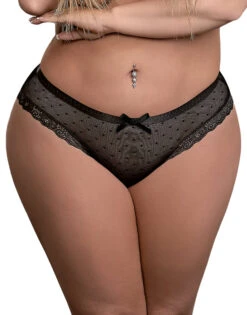 Exposed Unwrap Me Crotchless Peek-a-Boo Panty M115 -Underline Fashion Store M115BLK ALT2 QS