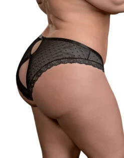 Exposed Unwrap Me Crotchless Peek-a-Boo Panty M115 -Underline Fashion Store M115BLK ALT QS