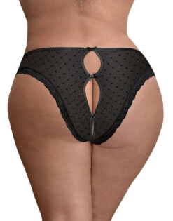 Exposed Unwrap Me Crotchless Peek-a-Boo Panty M115 -Underline Fashion Store M115BLK Back QS