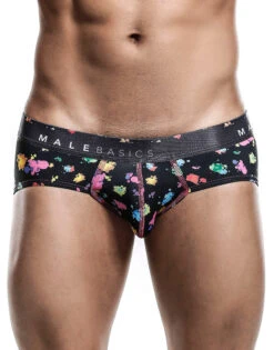 Malebasics Men's Hipster Brief MB203 -Underline Fashion Store MB203 BLACKSPLASH 3