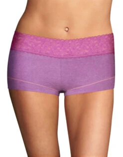 Maidenform Cotton Dream Lace Boyshort 40859 -Underline Fashion Store Maidenform 40859 Razzleberry Heather B