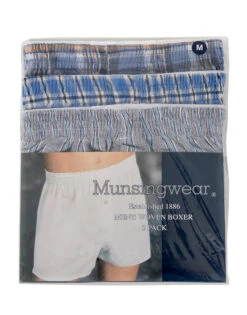 Munsingwear Men's Assorted Broad Cloth Boxer Short 3-Pack KNOMW572CB -Underline Fashion Store Munsigwear KNOMW572CB Assorted Blue FLAT