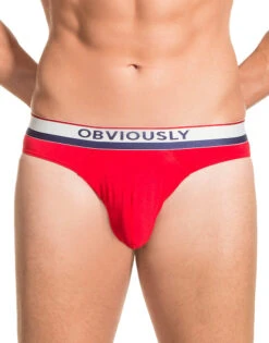 Obviously Men's PrimeMan Hipster Brief A04 -Underline Fashion Store Obviously A04 Red 1D B 1