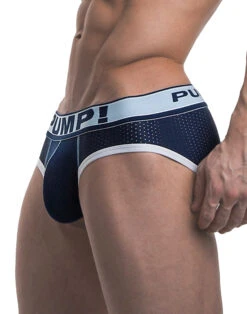 PUMP! Men's Blue Steel Low Rise Mesh Brief Blue/White 12029 -Underline Fashion Store PUMP 12029 Steel Blue B 2