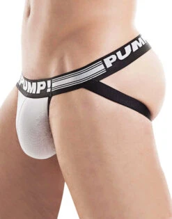 PUMP! Men's Free Fit Low Rise Jock White Black 15036 -Underline Fashion Store PUMP 15036 01 White B 2