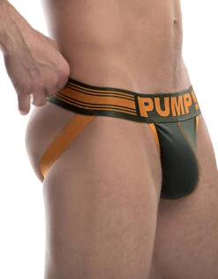 PUMP Squad Low Rise Cotton Mesh Jockstrap Green/Orange/White 15042 -Underline Fashion Store PUMP 15042 Green Orange B 2