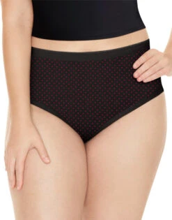 Playtex Cotton Comfort Briefs 5-Pack PLCCBF -Underline Fashion Store Playtex PLCCBF Deep Syrah Print Out of the Blue Dot Print Deep Syrah White B