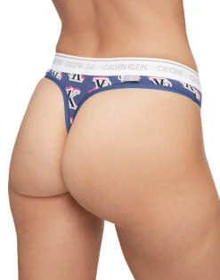 Calvin Klein CK One Cotton Thong Logo Step Print/ Seashore Blue QF5733 -Underline Fashion Store QF5733 400 alternate2