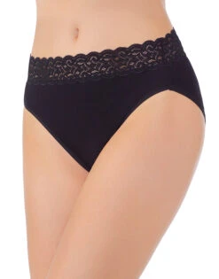 Vanity Fair Flattering Lace Cotton Stretch Hi Cut Brief 13395 -Underline Fashion Store Vanity Fair 13395 Midnight Black B 1