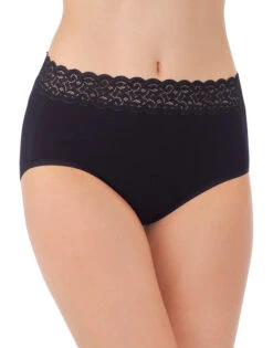 Vanity Fair Flattering Lace Cotton Brief 13396 -Underline Fashion Store Vanity Fair 13396 Midnight Black B 1