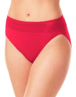 Warner's No Pinching No Problems Lace Trim Hi Cut Briefs 5109J -Underline Fashion Store Warner s 5109J Classic Red B