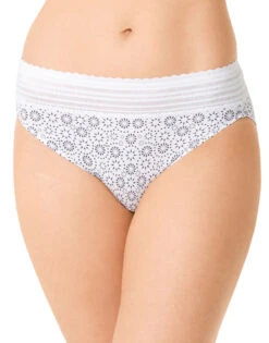 Warner's No Pinching No Problems Lace Trim Hi Cut Briefs 5109J -Underline Fashion Store Warner s 5109J Evening Blue Star B