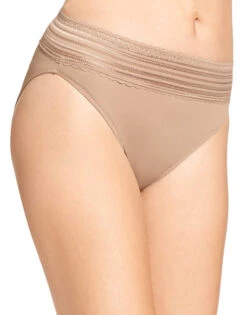 Warner's No Pinching No Problems Lace Trim Hi Cut Briefs 5109J -Underline Fashion Store Warner s 5109 Toasted Almond B 1 1