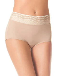 Warner's No Pinching No Problems Microfiber Brief With Lace RS7401P -Underline Fashion Store Warner s RS7401P toasted almond toasted almond gardenia TA B